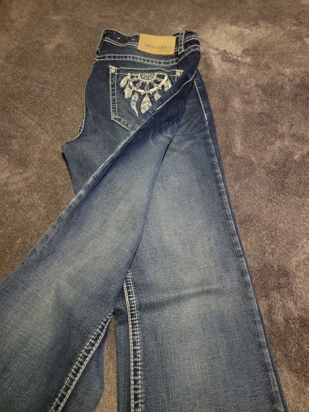 Shyanne Women's Medium Blue Boot Cut Jeans with Embroidered Pocket